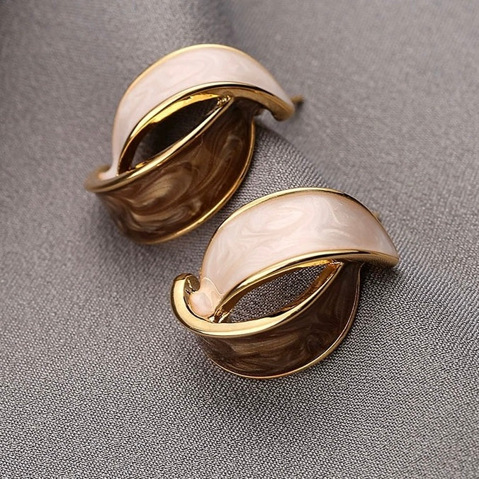 Modern Fashion Two Tone Drop Glaze Earrings for Women